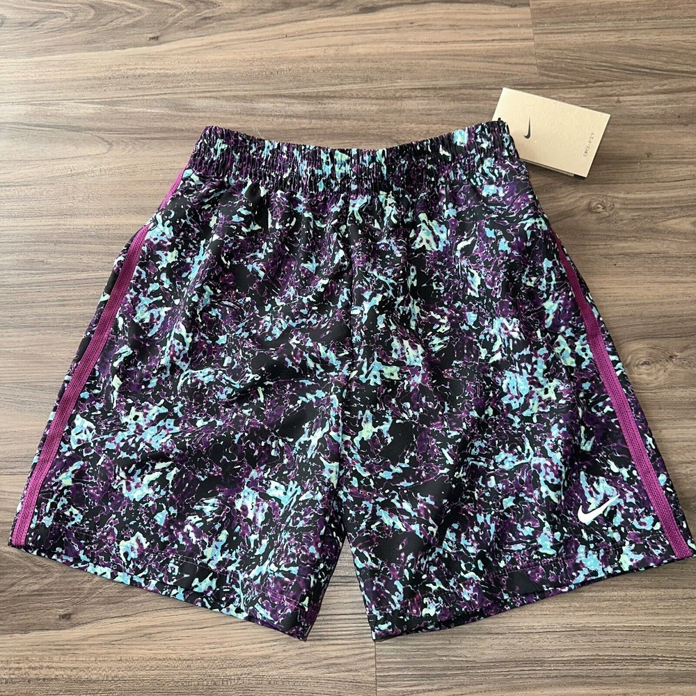 Nike Dri-Fit Shorts Youth Kids Unisex Large Purple Black Blue‎ FV0275-503 NWT